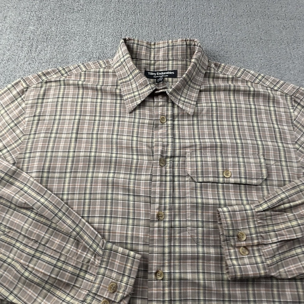Tilley Endurables Shirt Adult Large Check Button Up Long Sleeve Casual Men's - Picture 3 of 15
